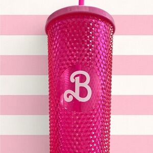 RARE Pink Barbie Diamond Studded Tumbler with Straw